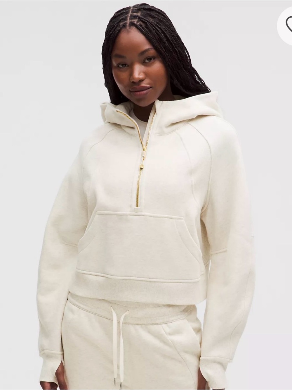 Lululemon Scuba Oversized Half Zip Hoodie Size XS/S Heathered Bone and Gold